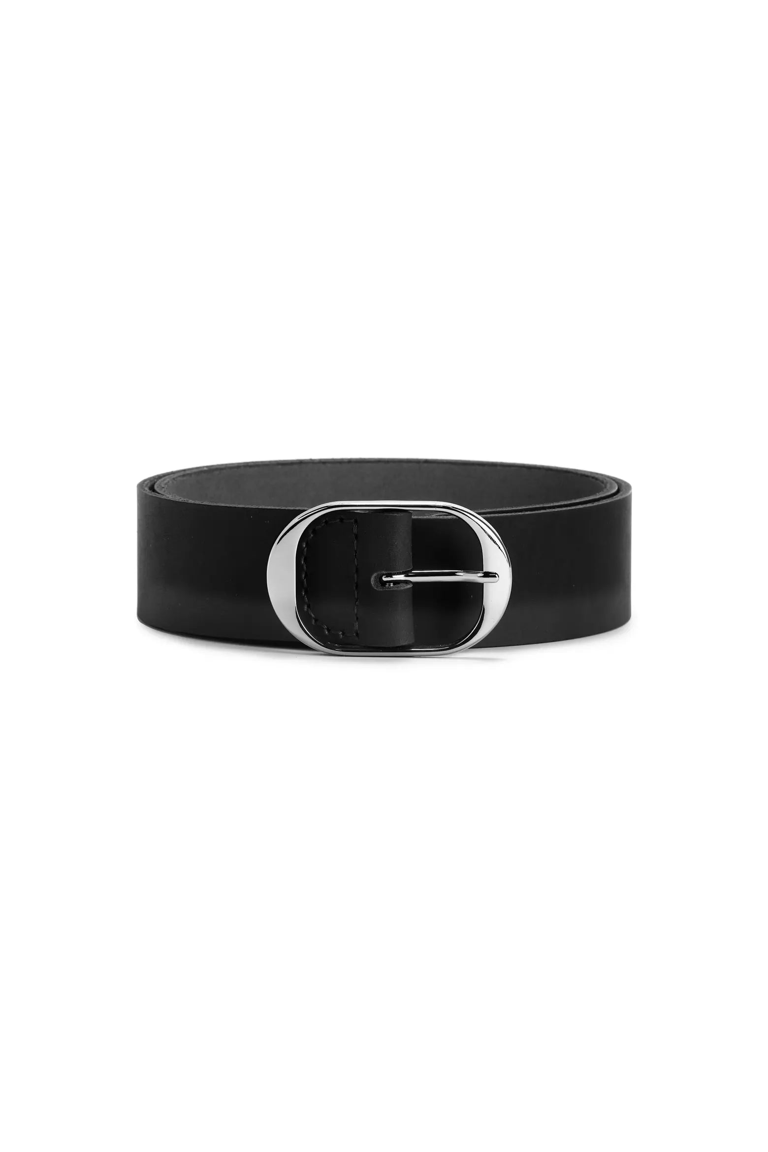 Oval Buckle Leather Belt