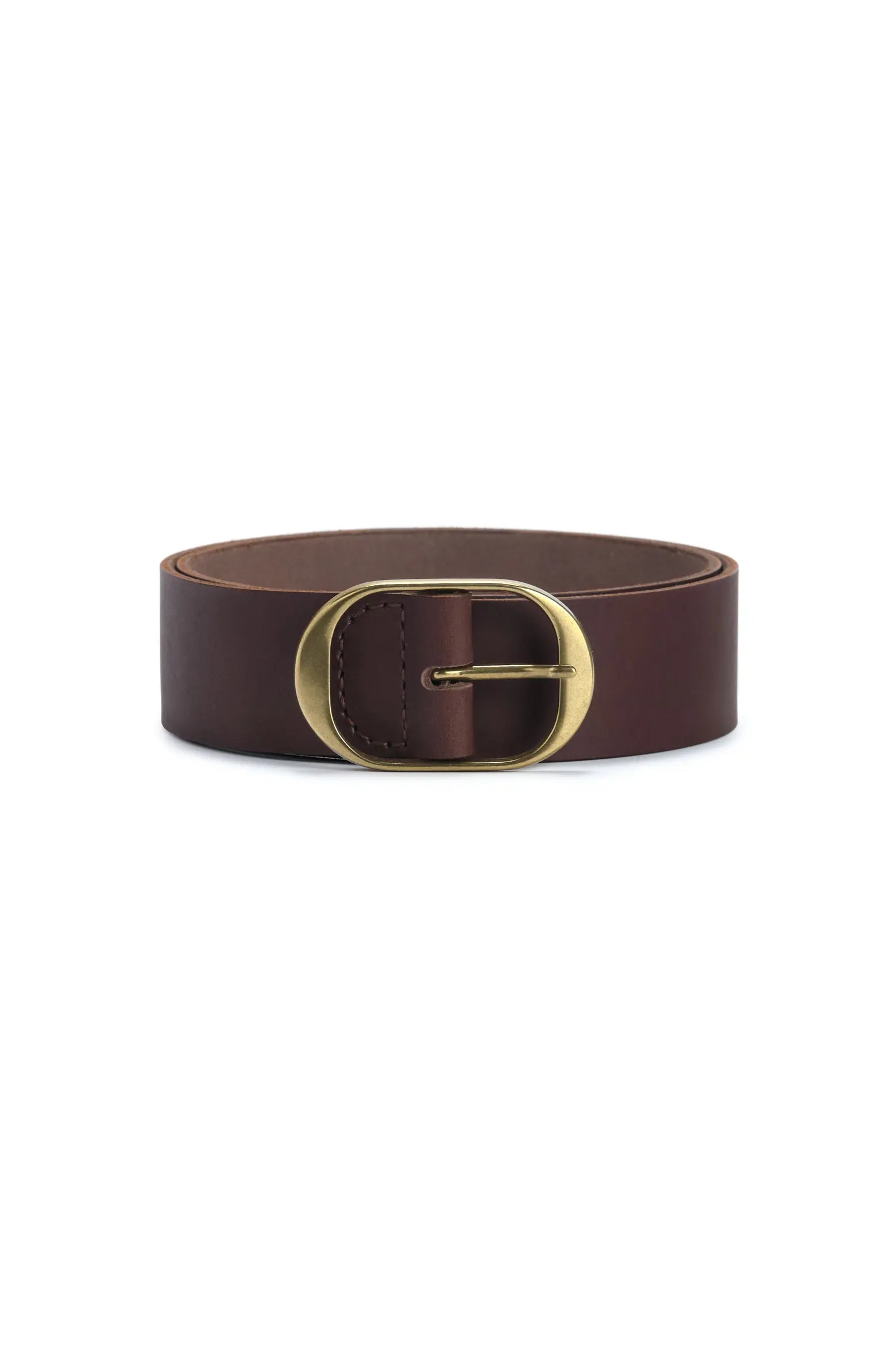 Oval Buckle Leather Belt